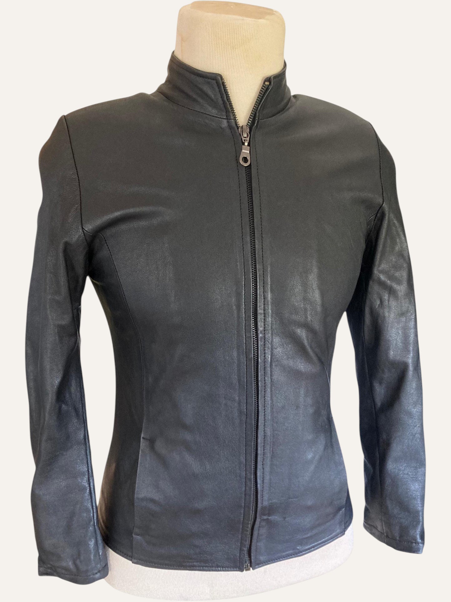 Gianni Versace Leather Sculpted Zip Jacket