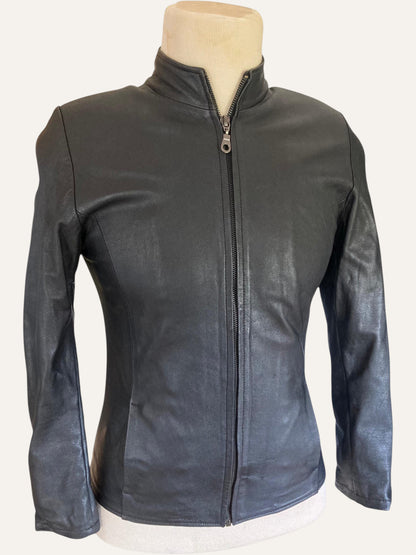 Gianni Versace Leather Sculpted Zip Jacket
