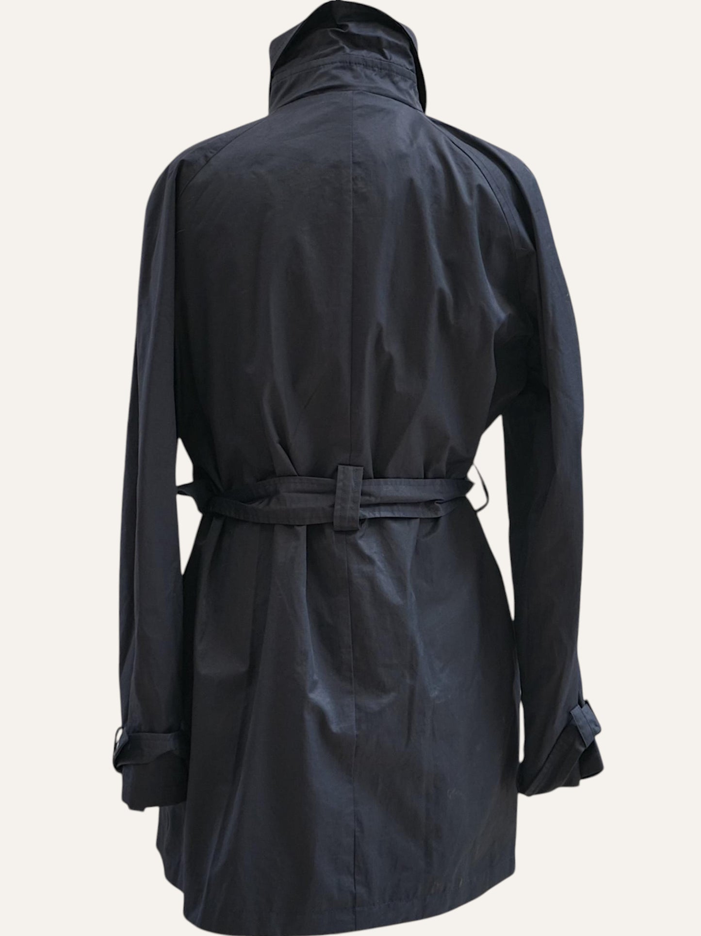 Carla Ferroni Double-Breasted Belted Trench Coat in Midnight