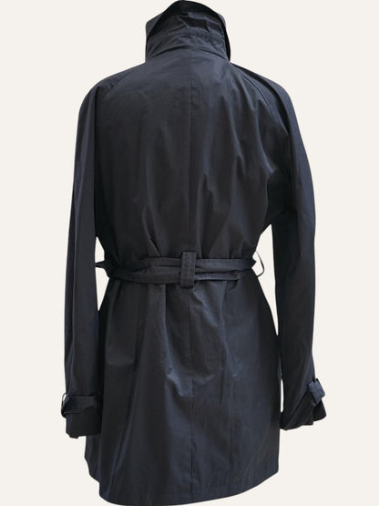 Carla Ferroni Double-Breasted Belted Trench Coat in Midnight