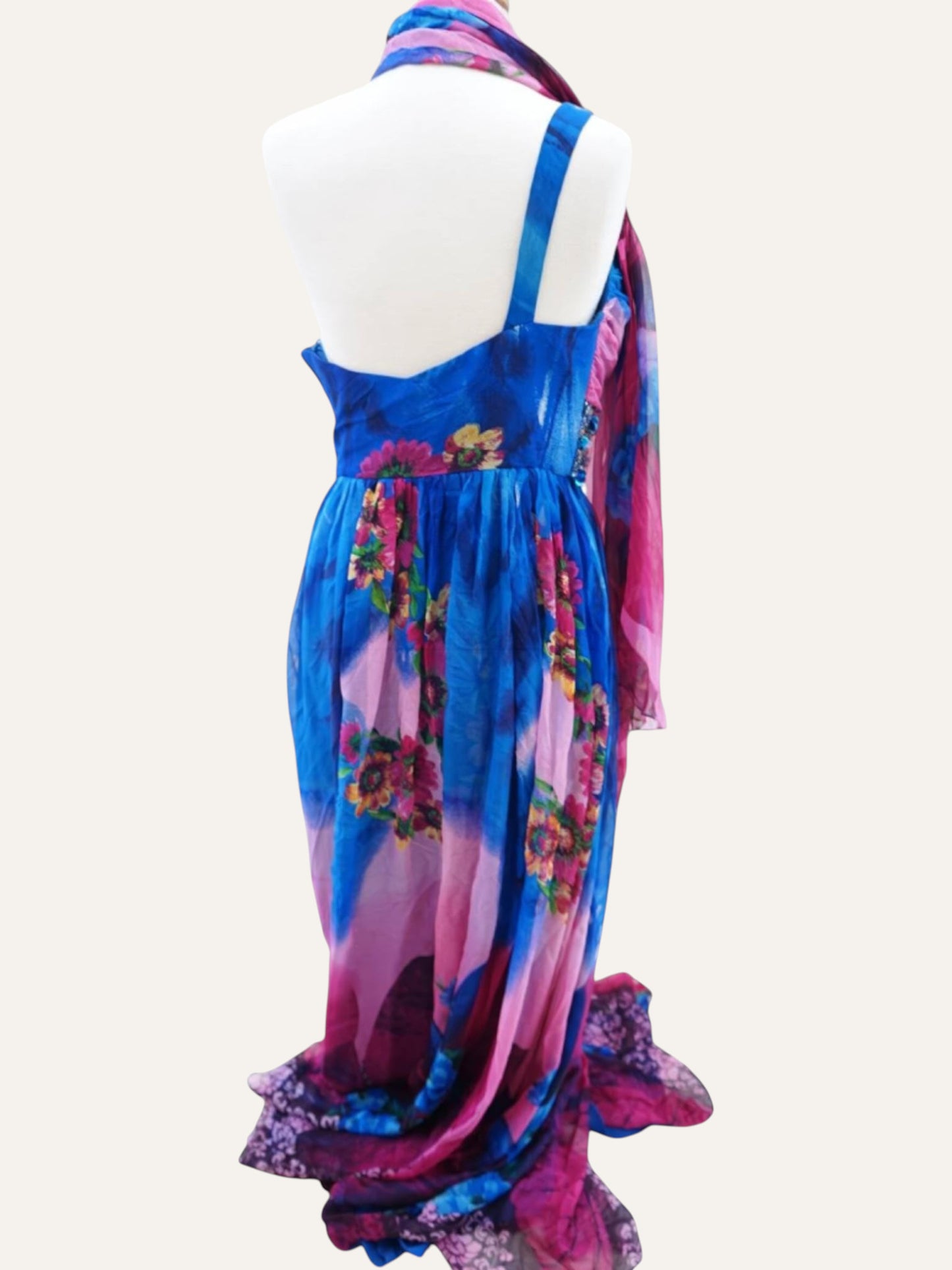 Italian 90s Floral Silk Dress