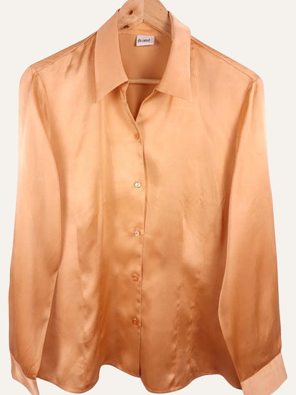 Delmod Pure Silk Satin Shirt in Soleil