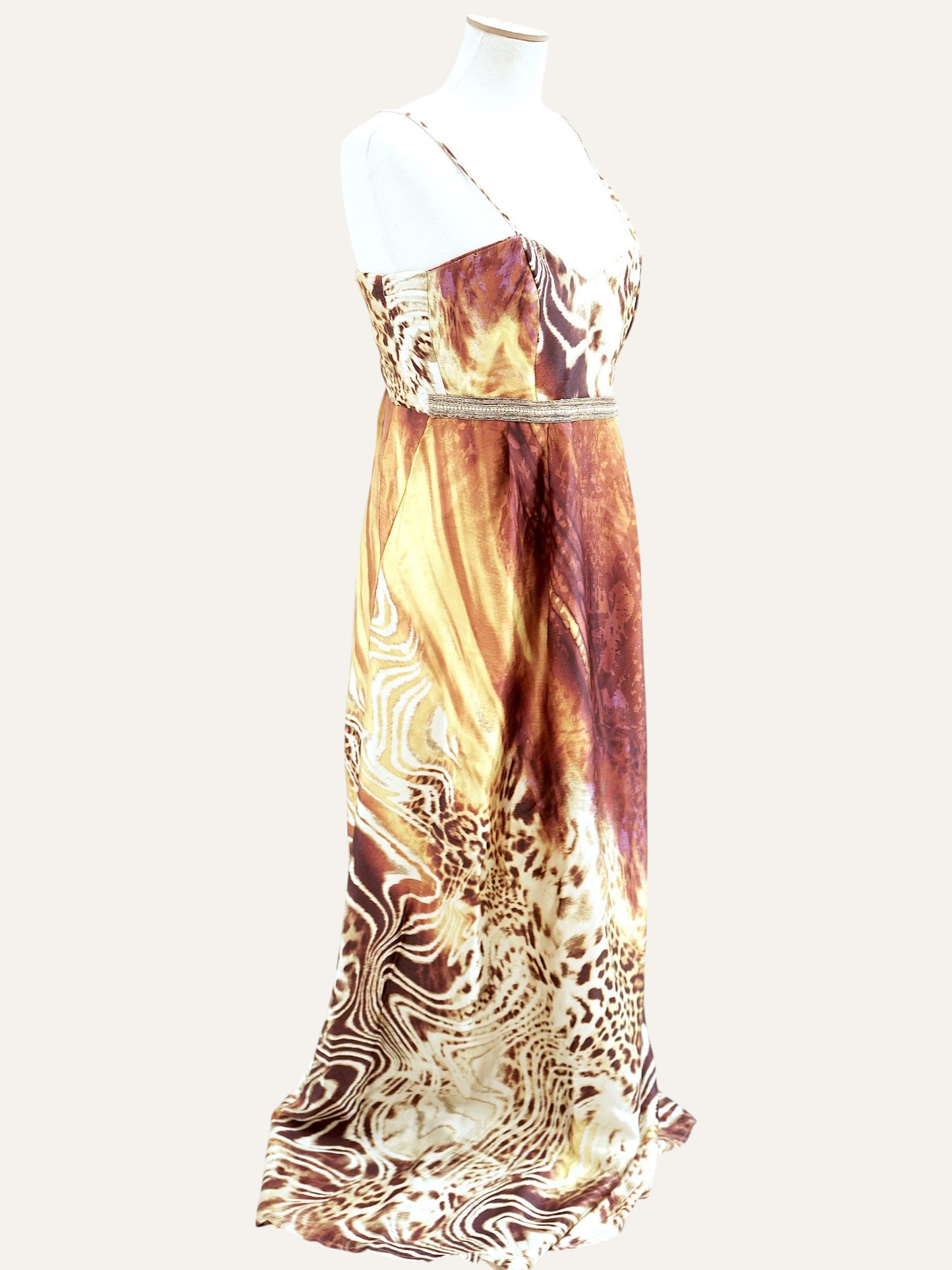 Silk Wild Animal Print Maxi Gown