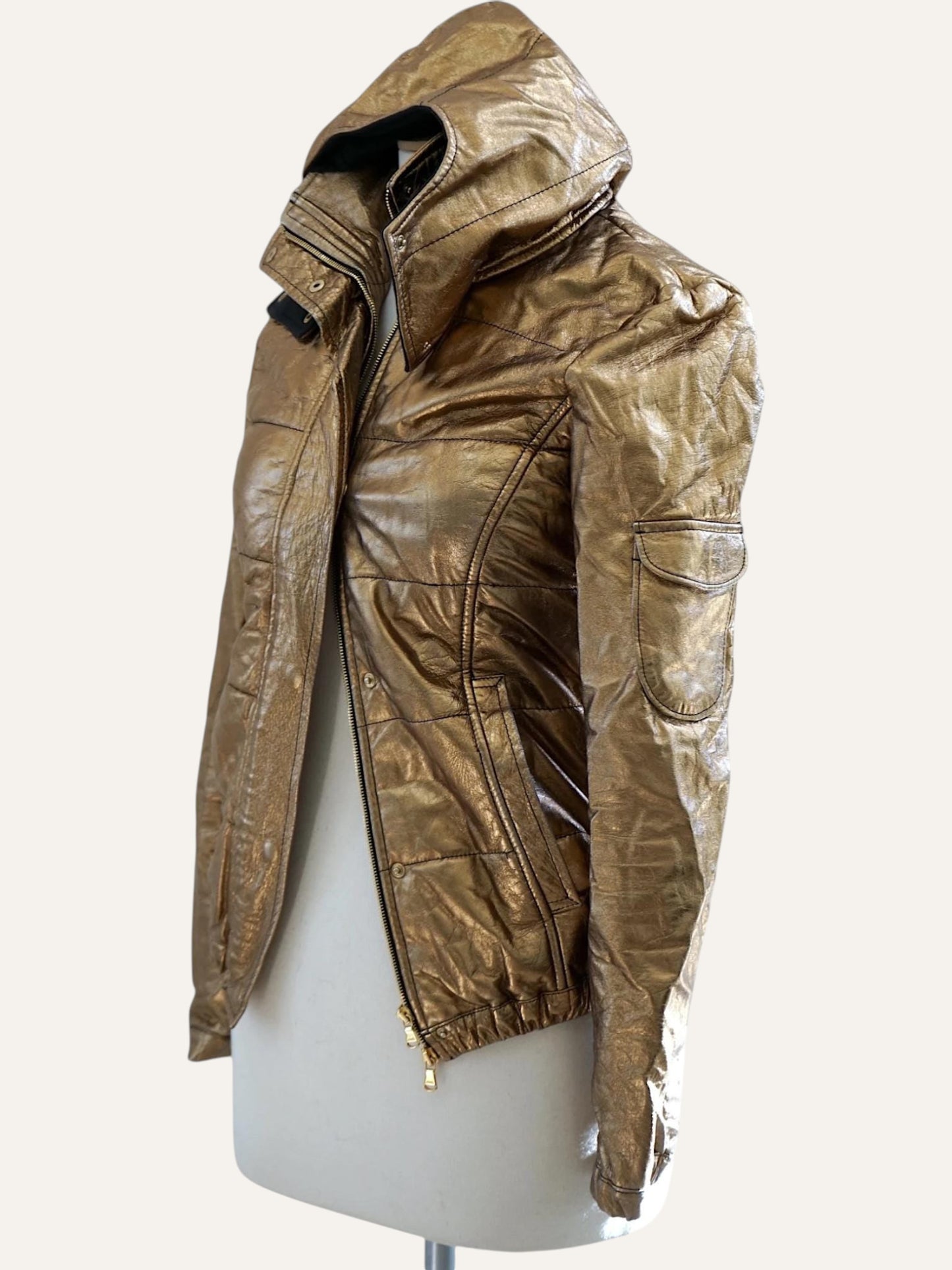 Giorgio Brato Gold Leather Bomber
