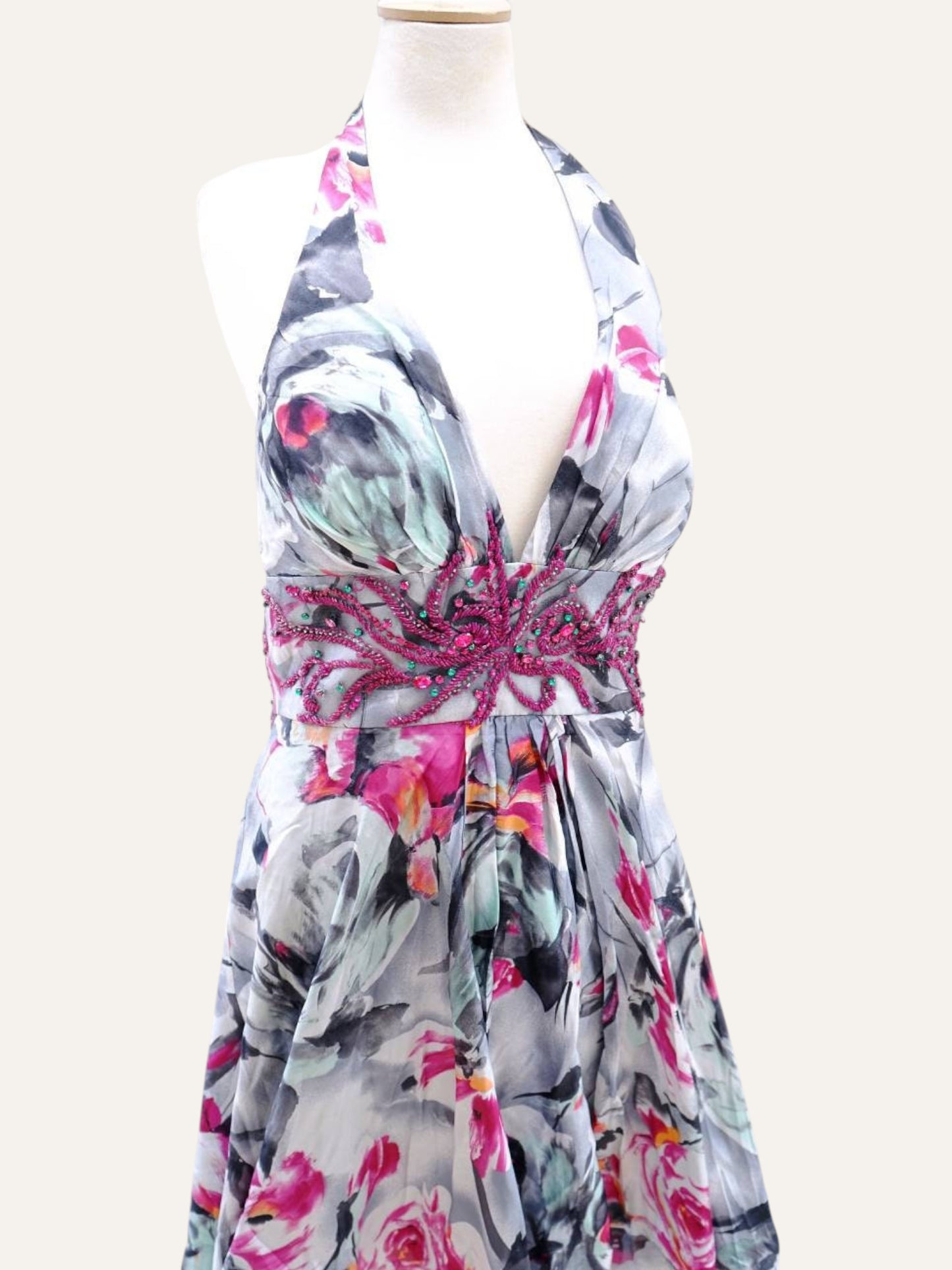 Vintage Floral Boho Silk Dress