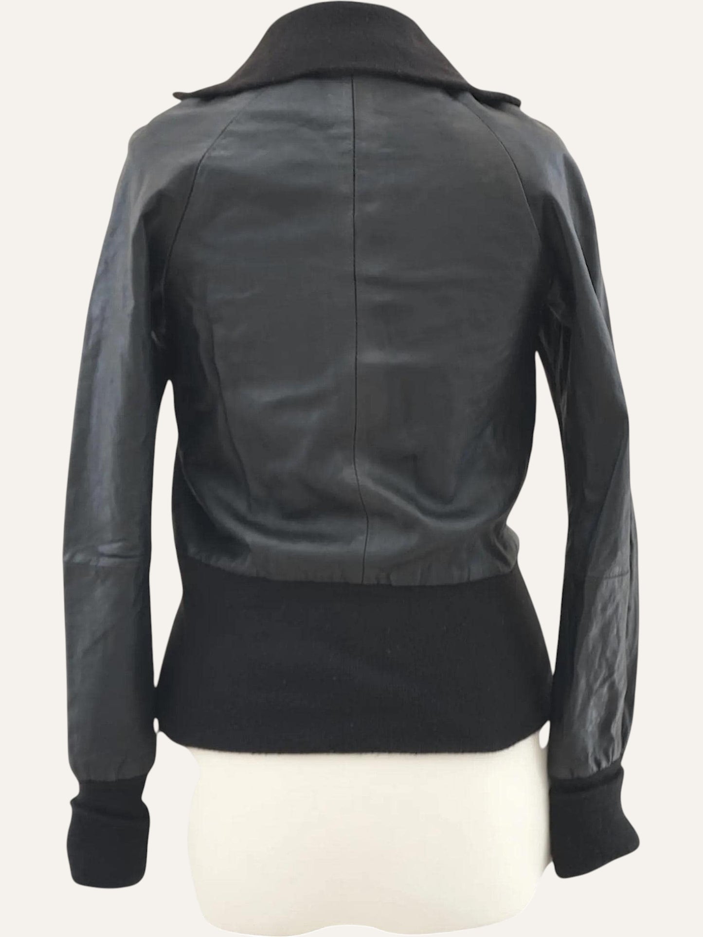 Skinmoon Leather & Knit Bomber Jacket