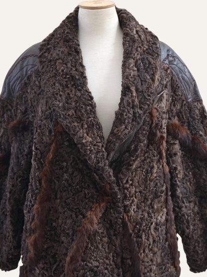 Swakara Fur Hand-Stitched Leather Coat
