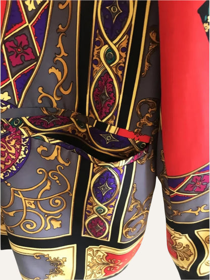 Baroque Orientalist Print Satin Blouse