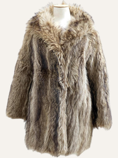 Long Hair Fur Coat in Taupe and Ash Vintage