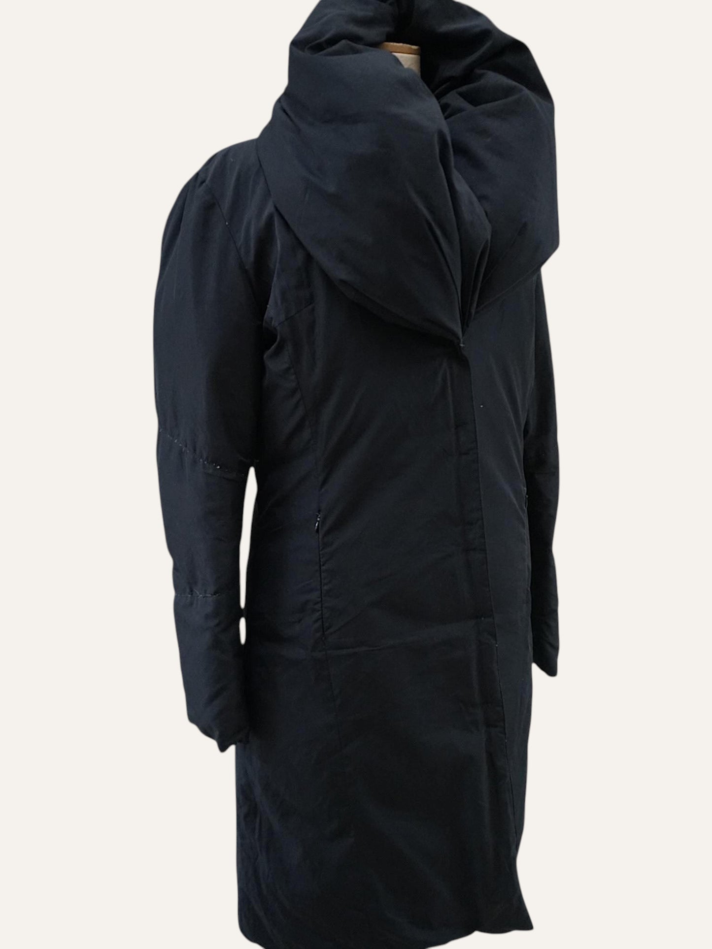 Sculptural Cowl-Neck Down Coat