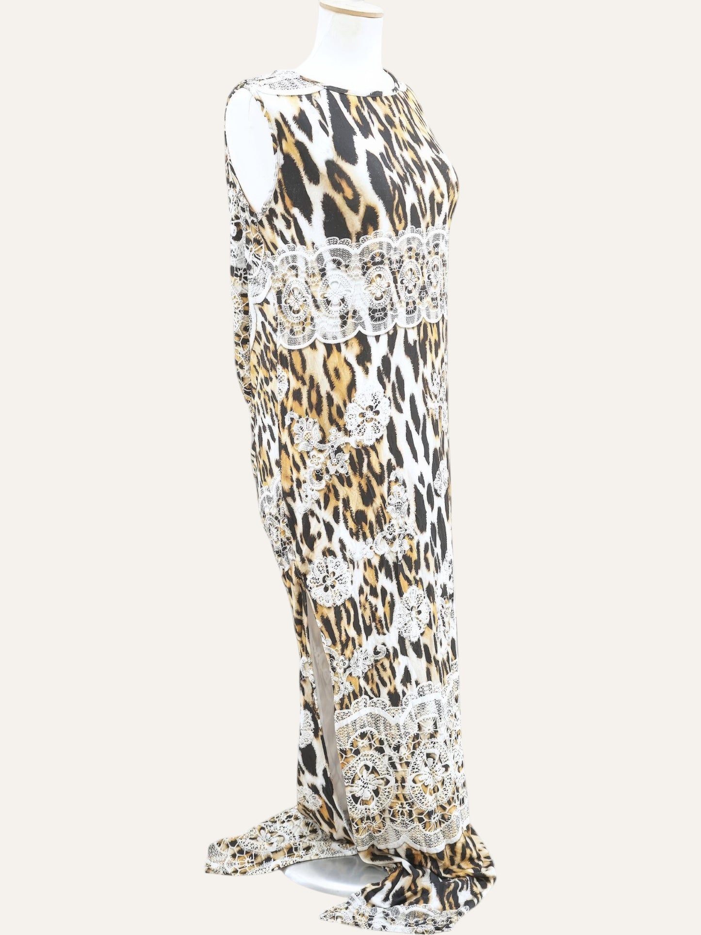 Leopard Print Maxi Dress with Open Back in Pink