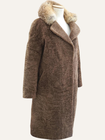 Swakara Fur Coat with Contrast Collar