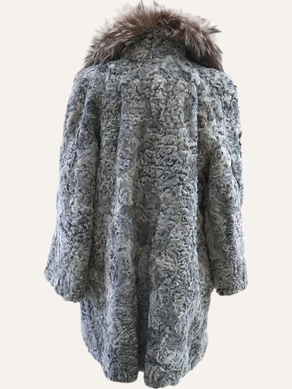 1980's Swakara Coat Long Hair Fur Collar