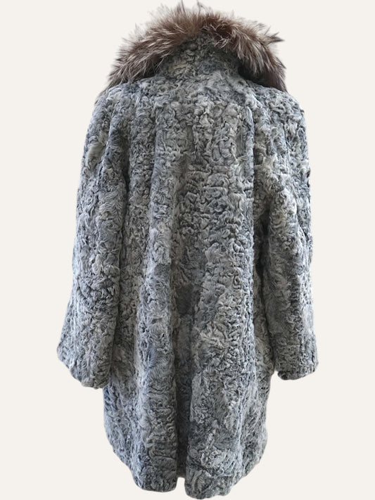 1980's Swakara Coat Long Hair Fur Collar