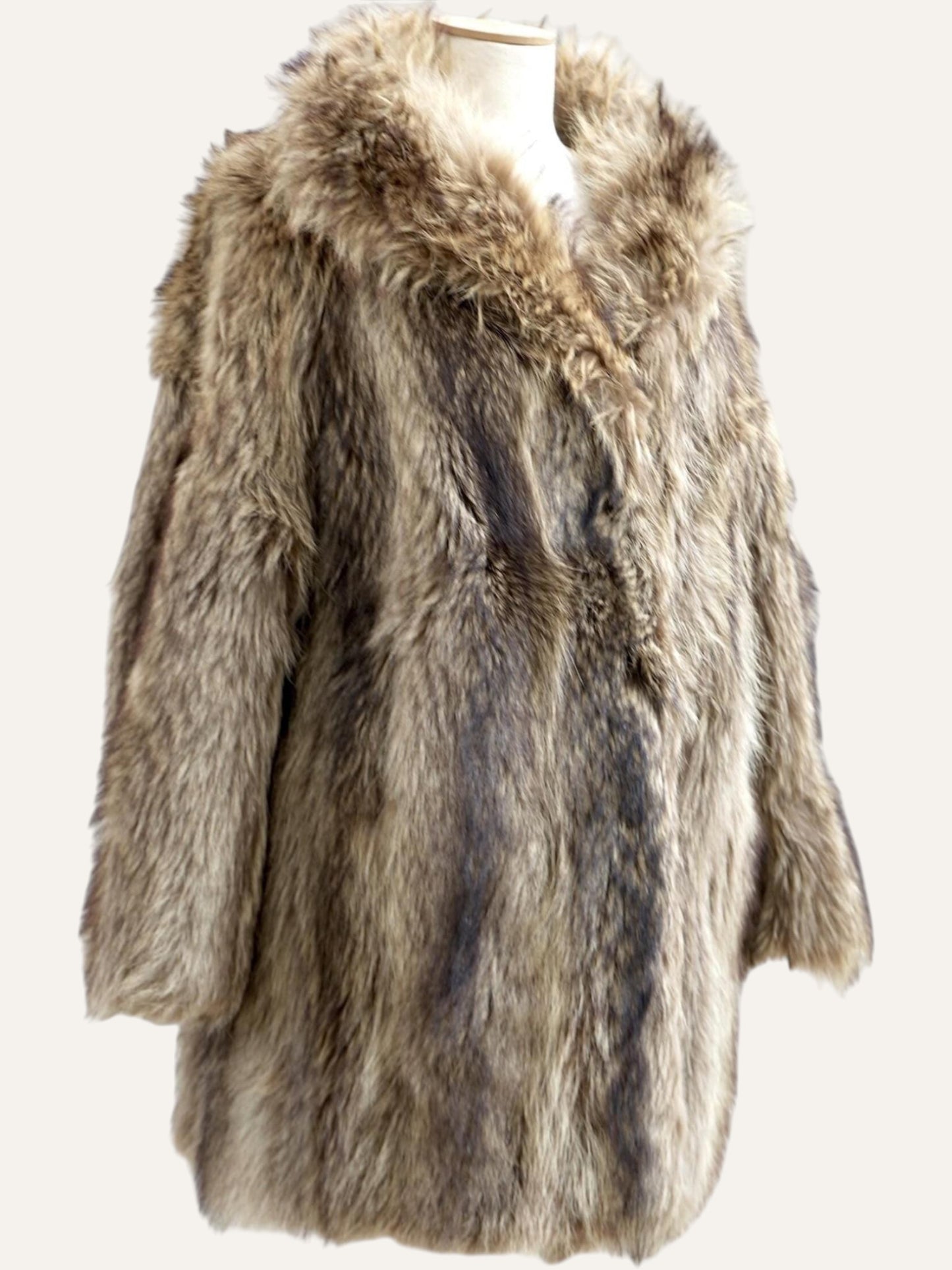 Long Hair Fur Coat in Taupe and Ash Vintage