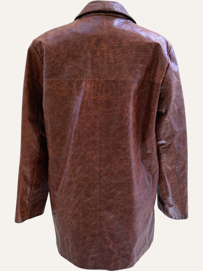 Mitici Anni Oxblood Distressed Leather Jacket