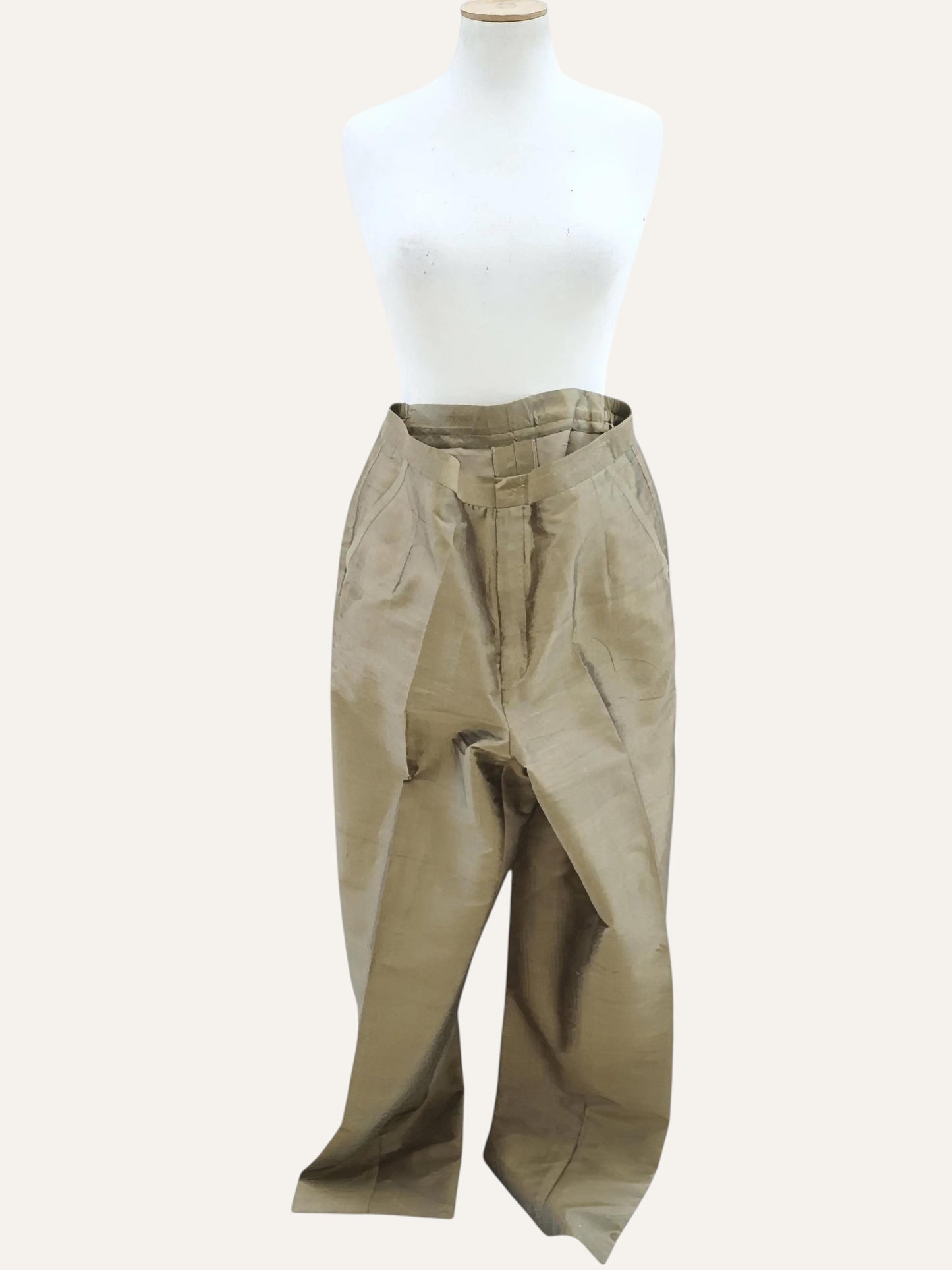Pure Silk Wrap Blouse & Wide-Leg Trouser Set in Bronze