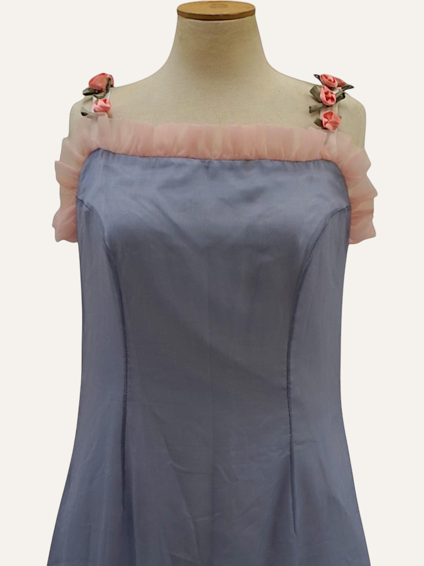 Bespoke Rosebud Strap Organza-Trim Dress