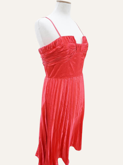 Ruched Bustier Pleated Midi Dress