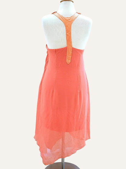 Beaded Keyhole Halter Dress in Tangerine