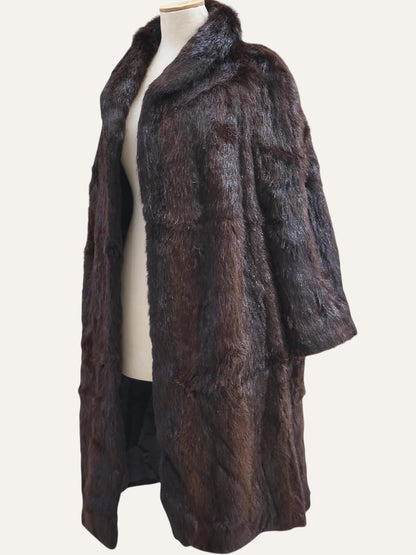 Dark Mahogany Fur Maxi Coat