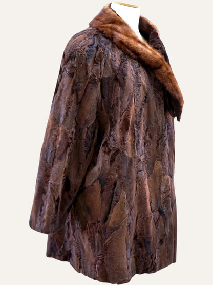 Vintage Real Fur Wrap Neck Coat