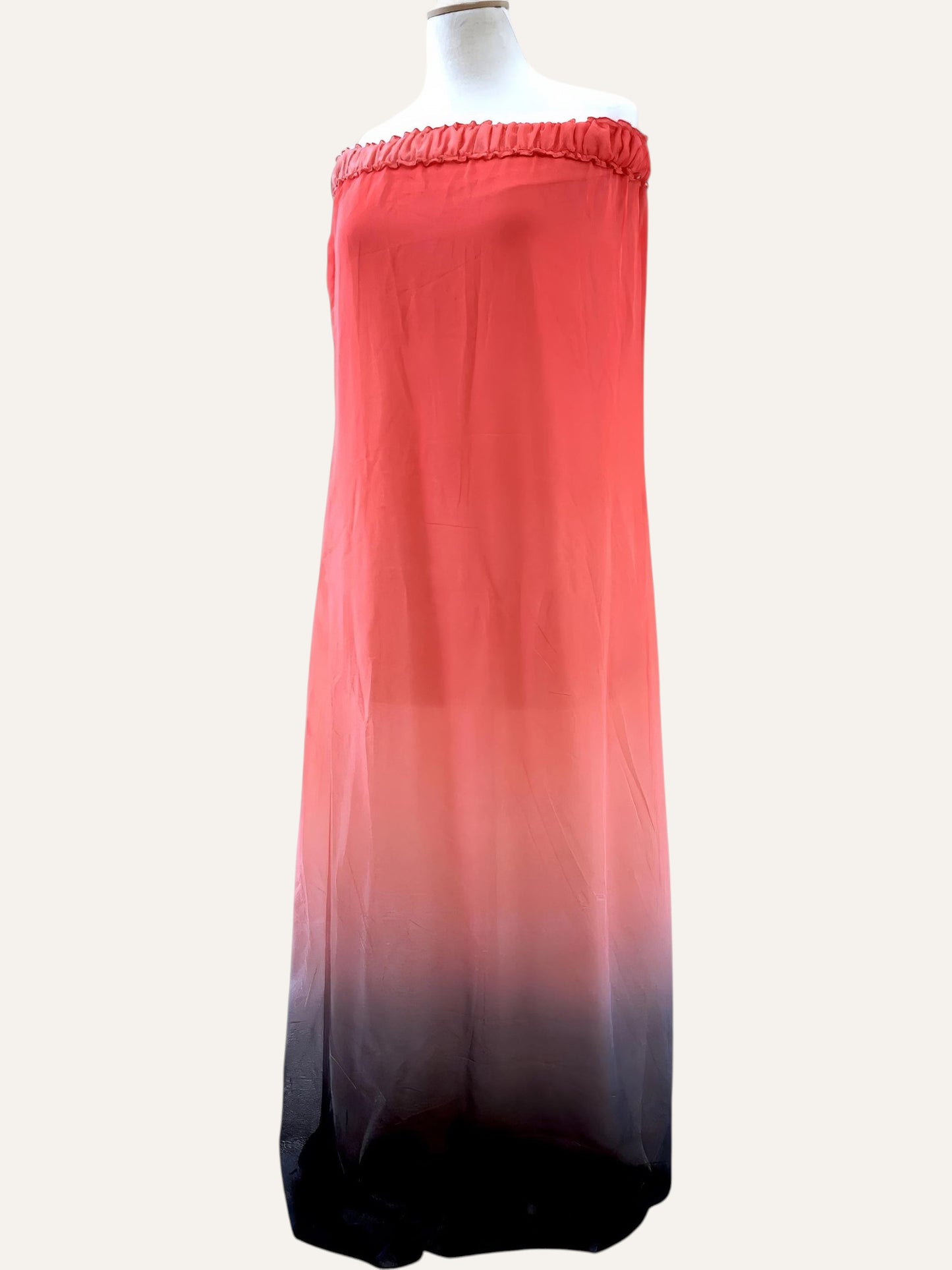 Ombré Sheer Strapless Maxi Dress