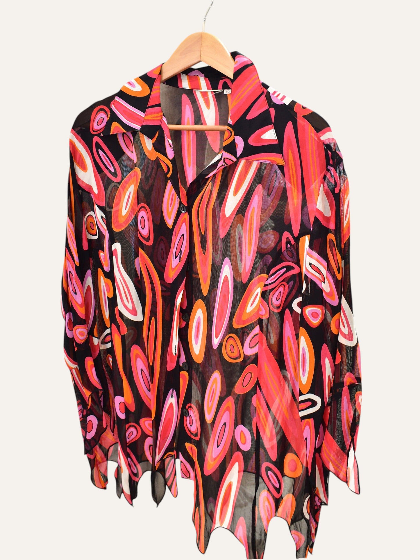 Sheer Psychedelic Print Shirt