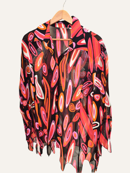 Sheer Psychedelic Print Shirt