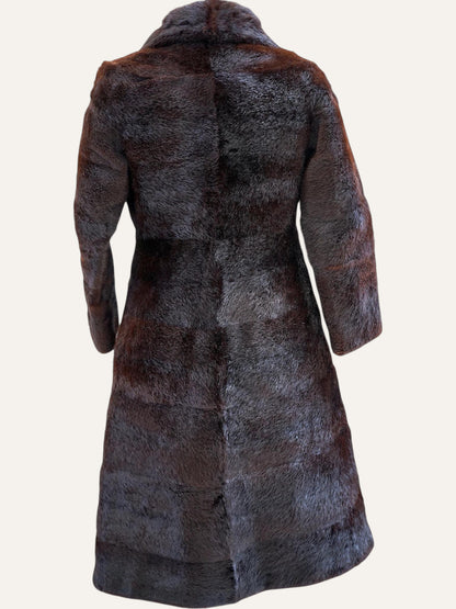 Monogrammed Real Fur Princess Coat in Espresso
