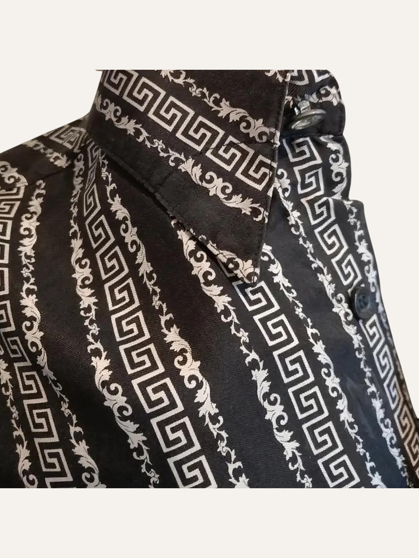 Versace Classic V2 Pure Silk Greek Key Stripe Shirt