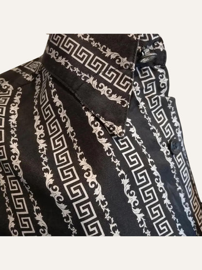 Versace Classic V2 Pure Silk Greek Key Stripe Shirt