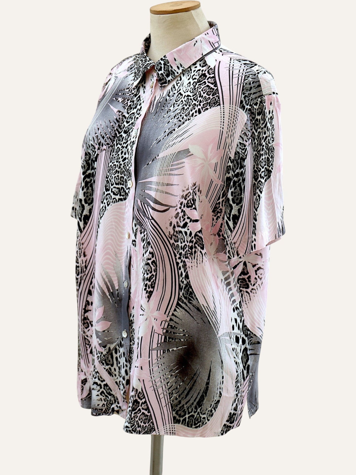 Vintage Tropical Leopard Print Shirt