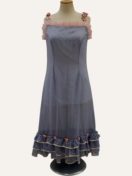 Bespoke Rosebud Strap Organza-Trim Dress