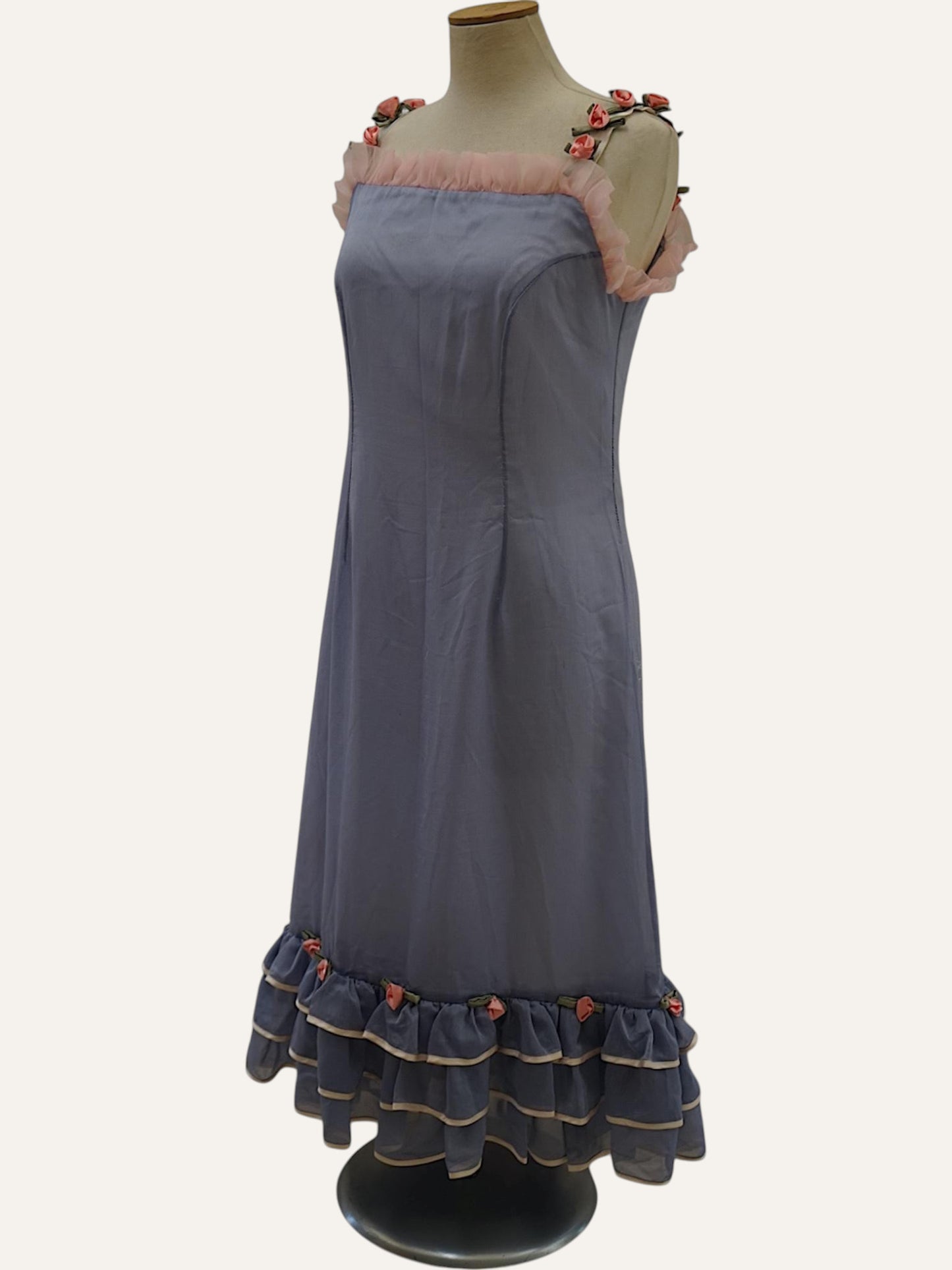 Bespoke Rosebud Strap Organza-Trim Dress
