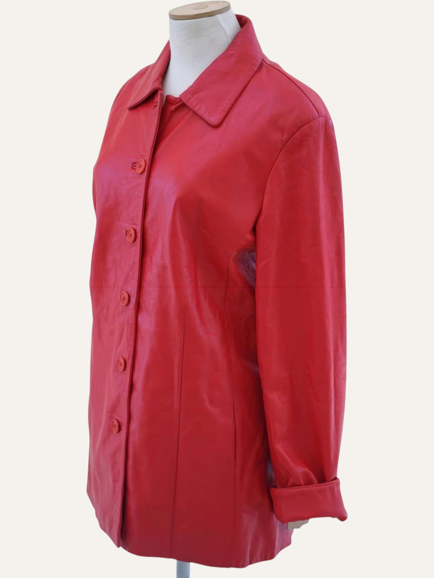 Leonardo Da Vinci Red Leather Coat