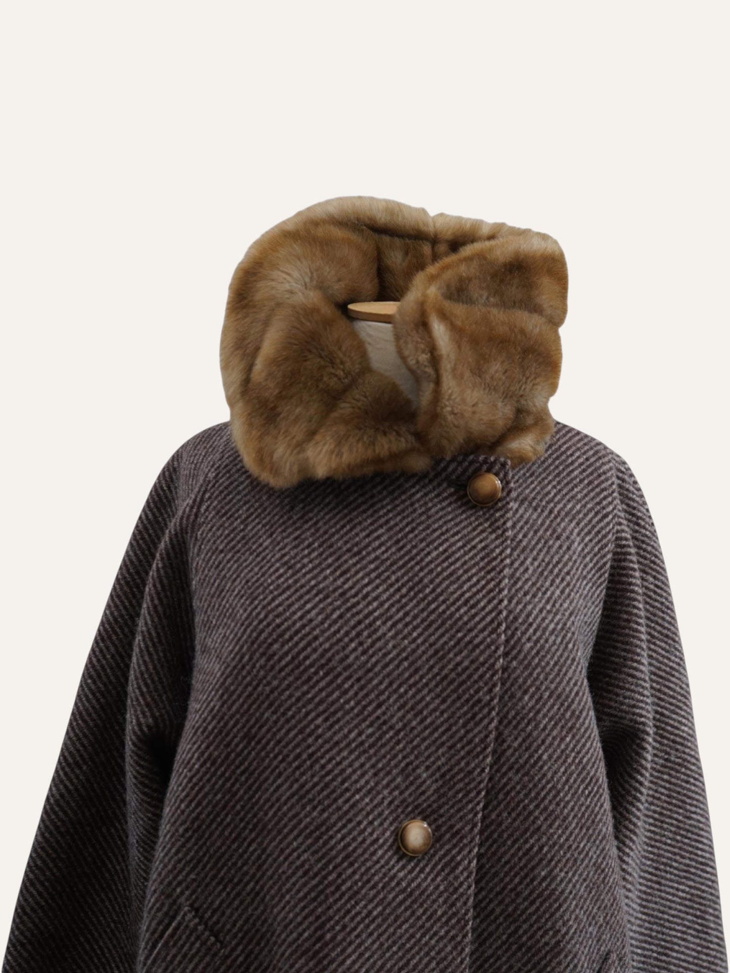 Marzotto Pure Wool Coat with Fur Collar