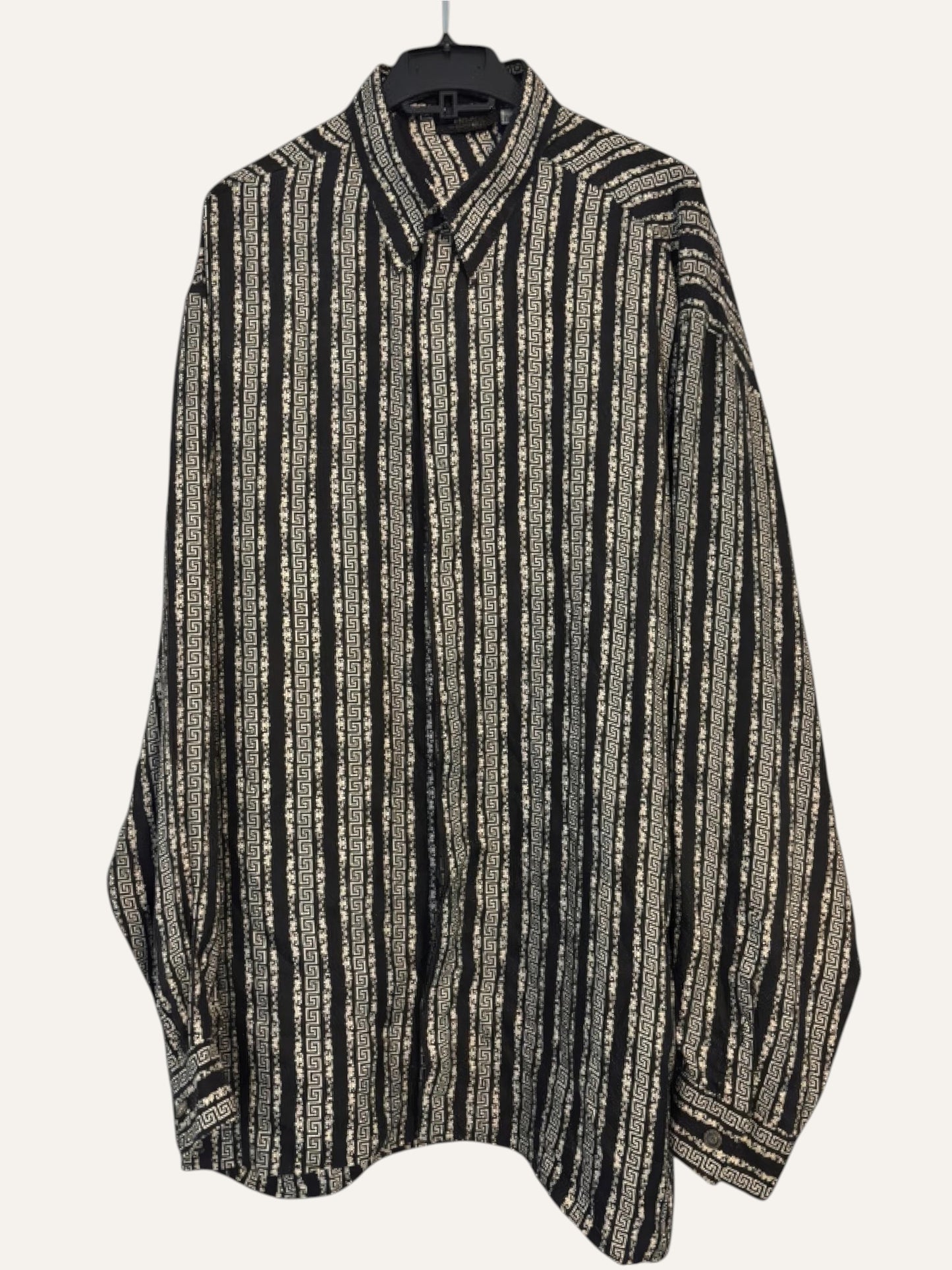Versace Classic V2 Pure Silk Greek Key Stripe Shirt