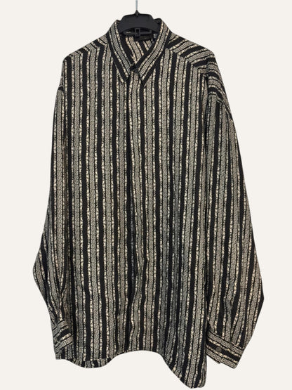 Versace Classic V2 Pure Silk Greek Key Stripe Shirt