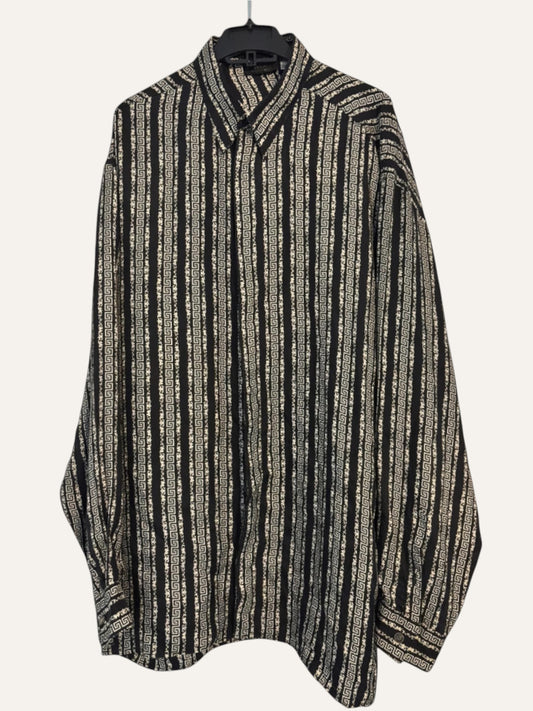 Versace Classic V2 Pure Silk Greek Key Stripe Shirt