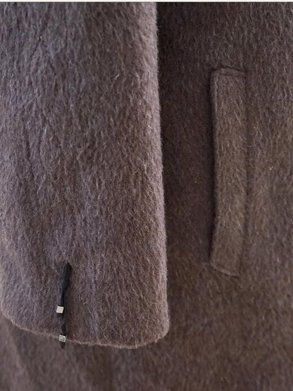 Llama Single-Breasted Maxi Coat in Mocha