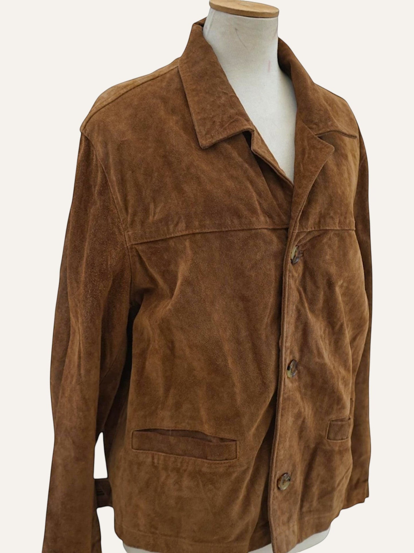 Action Genuine Suede Chore Jacket in Cognac