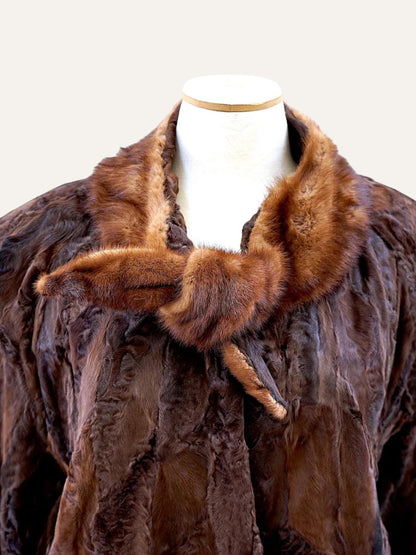 Vintage Real Fur Wrap Neck Coat