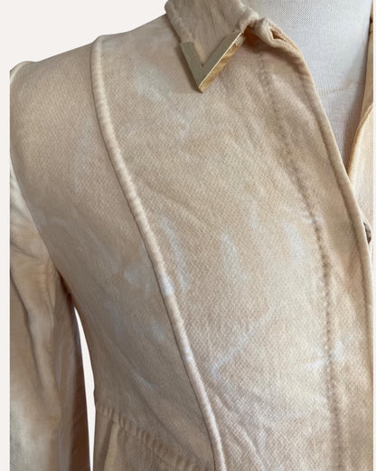 Valentino Gold V-Bar Collar Wool Cropped Jacket