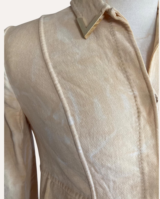 Valentino Gold V-Bar Collar Wool Cropped Jacket