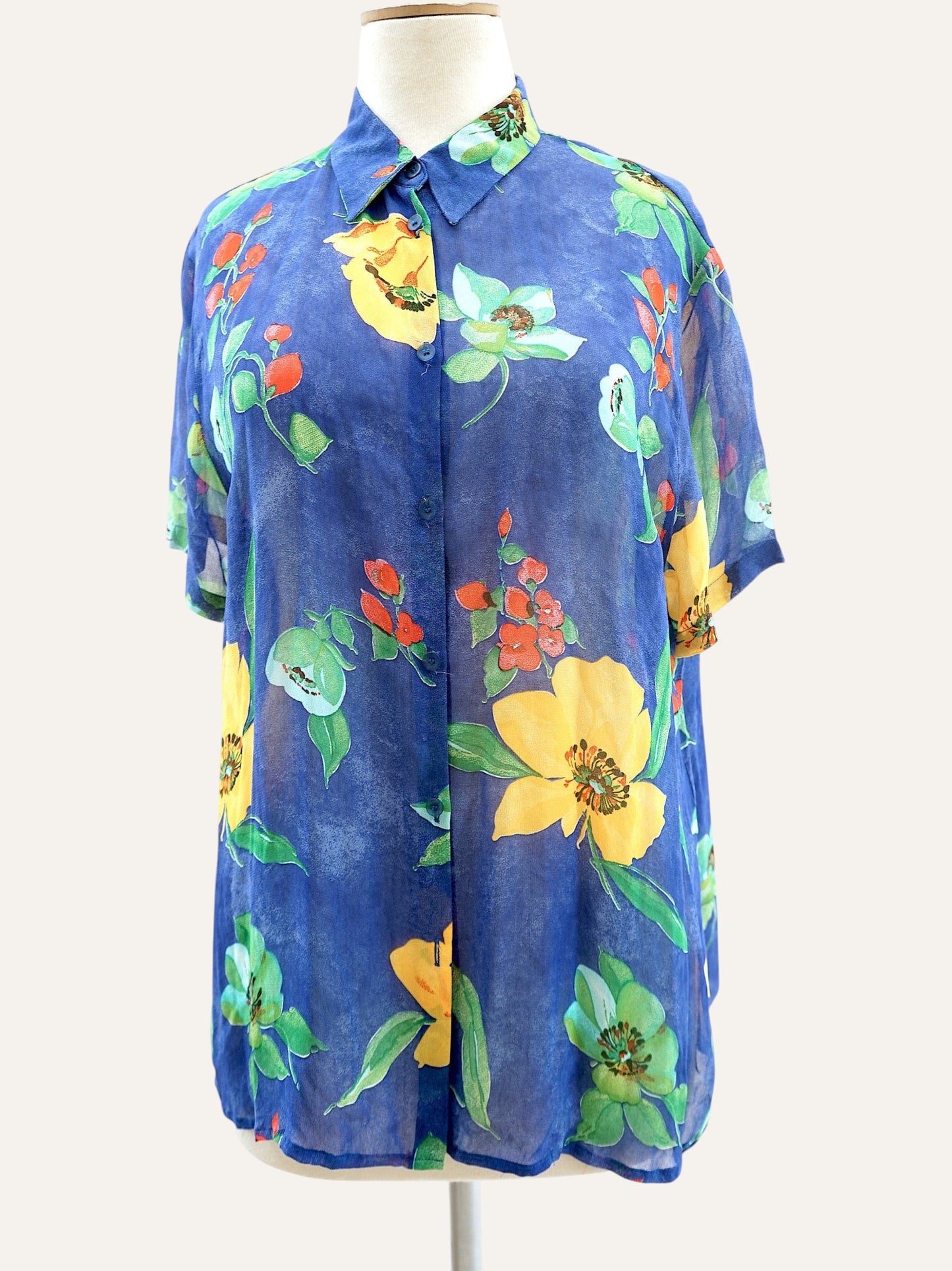 Cobalt Floral Summer Shirt