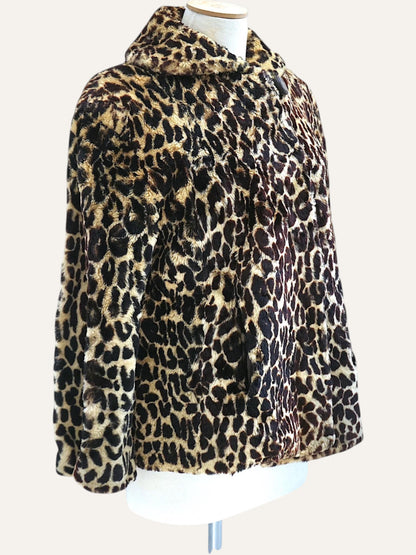 2000's Leopard Print Faux Fur Swing Jacket