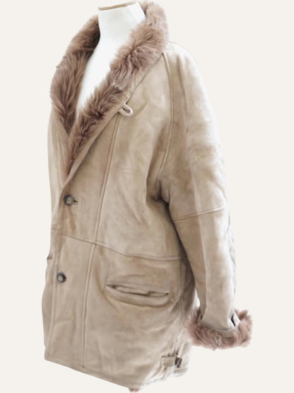 Shearling Coat with High Neck Closure