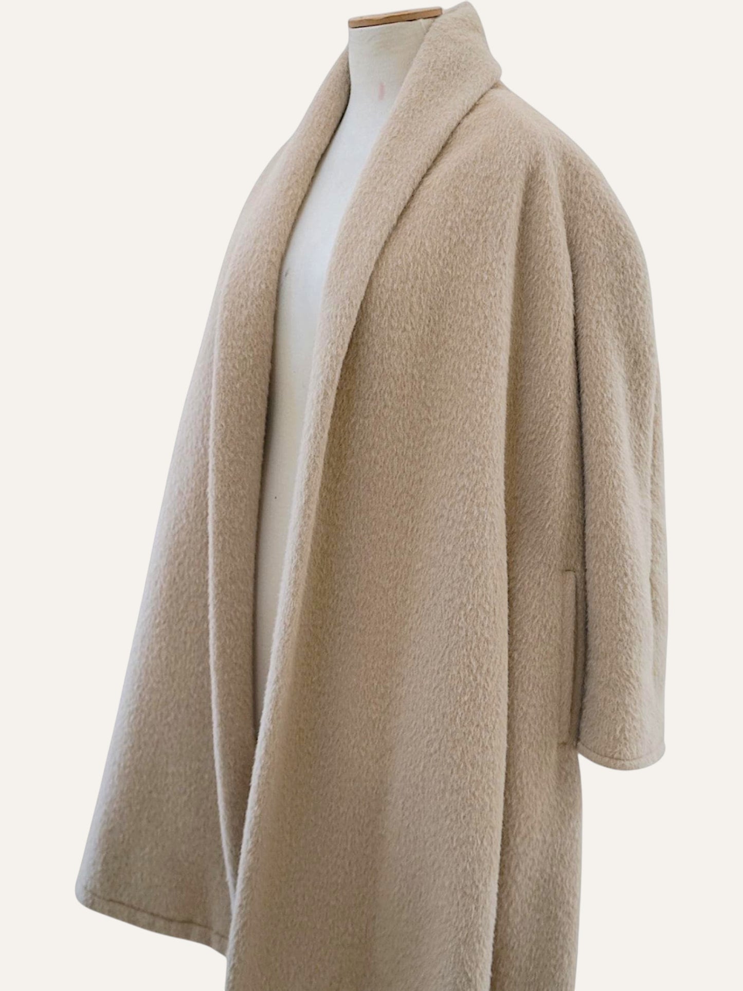 Vintage greige alpaca coat, full length