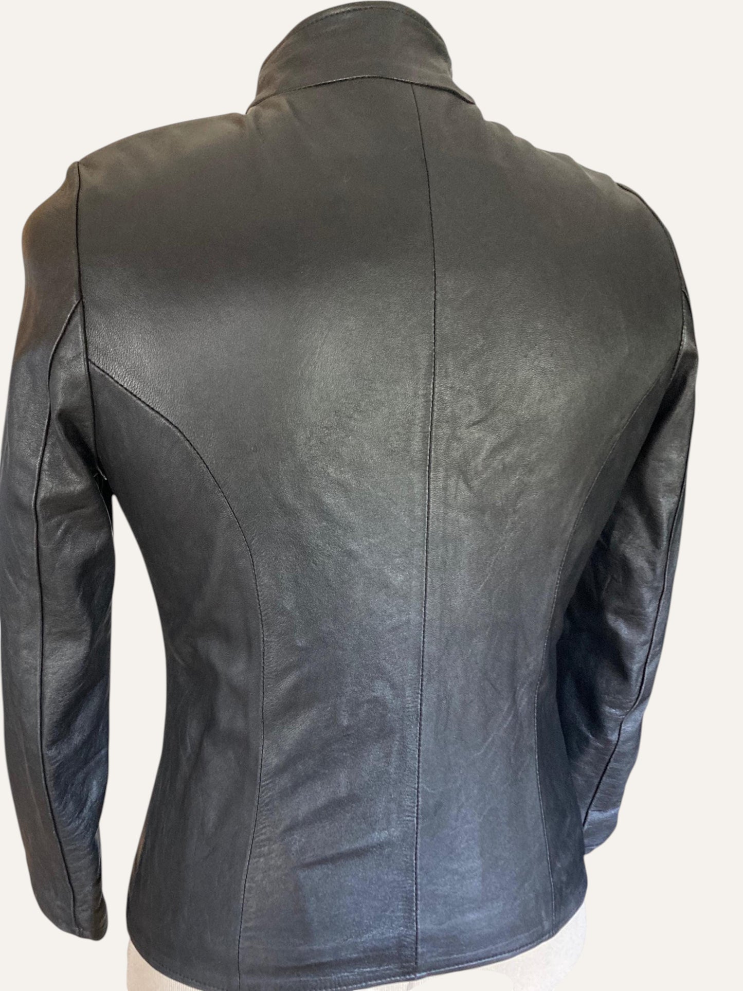 Gianni Versace Leather Sculpted Zip Jacket